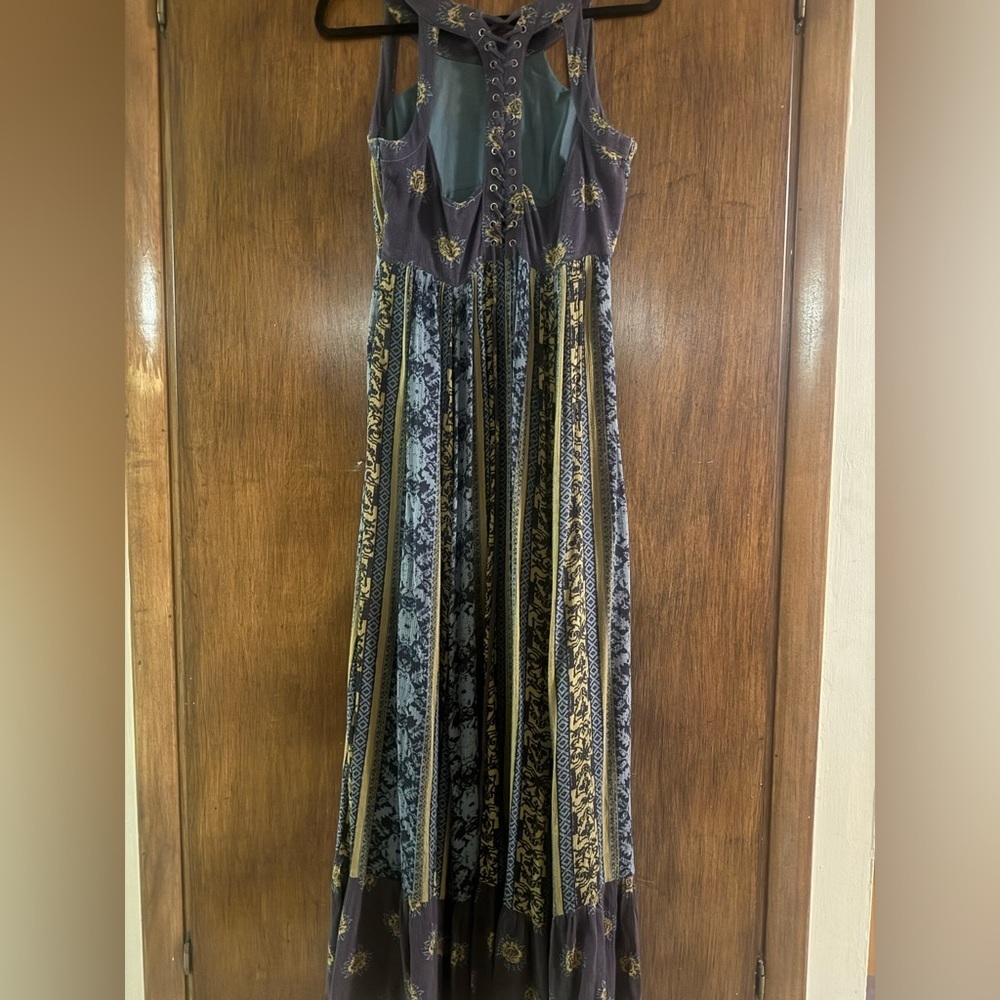 Free People Maxi Dress Sz. 8 Lace Up "You Made My Day" Cut Out Night Out Dress! - Picture 6 of 13